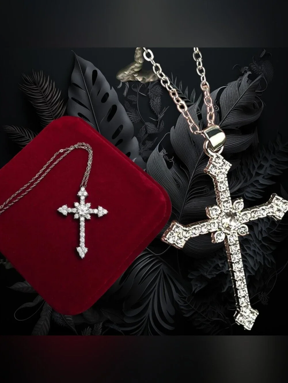 Silver Crystal Cross Pendant Necklace - Elegant Women’s Jewelry
